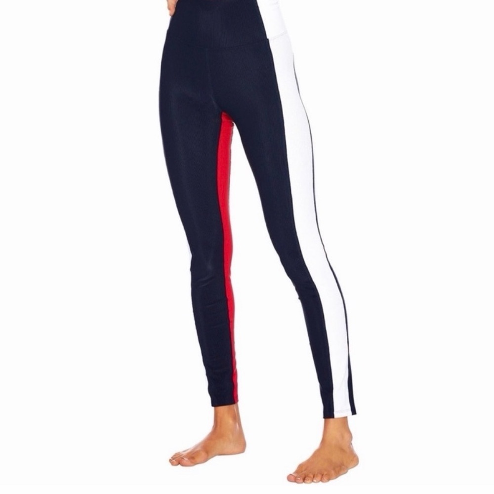 Beach Riot Navy, White & Red Colorblock High-Waist Leggings size small